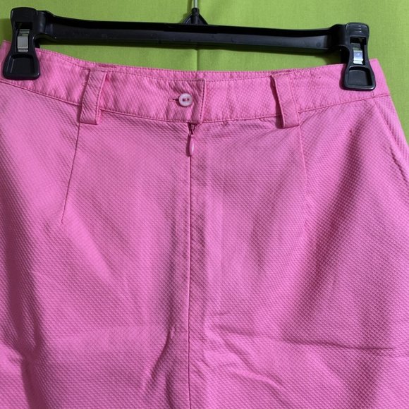 Tori Richard Women Pink A Line Mini Skirt Semi Texture Back Zip Front Pocket Sz2 - Picture 5 of 10